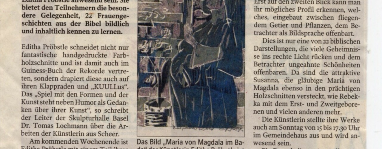 Künstlerin zeigt biblische Frauen - Schwäbische Zeitung Saulgau 11.10.2010